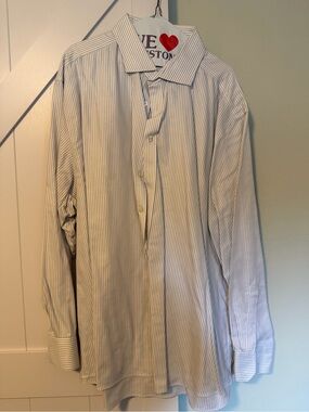 Charles Tyrwhitt White Shirt with Gray Pinstripes